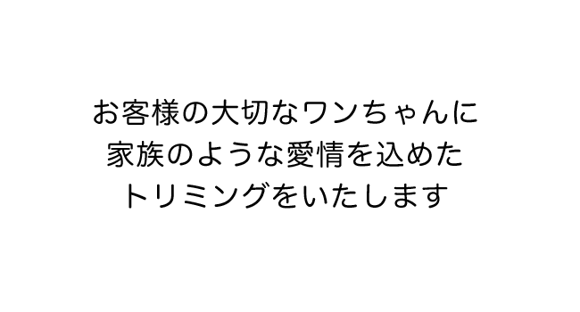 お客様の大切な愛犬に家族のような愛情を込めたトリミングをいたします